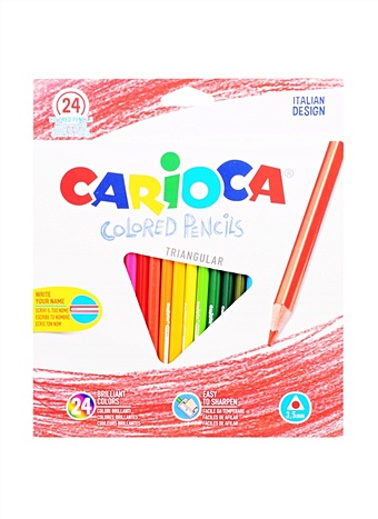 Карандаши цветные 24цв. трёхгранные, к/к, подвес, CARIOCA карандаши цветные 12 цв carioca в картонной коробке