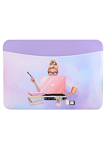 Чехол для карточек горизонтальный Девушка с ноутбуком