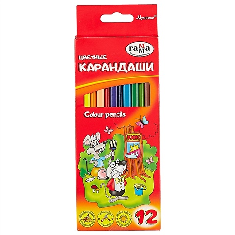 Цветные карандаши Гамма «Мультики», 12 штук цена и фото