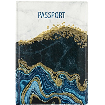 Обложка для паспорта Мрамор серый с черным