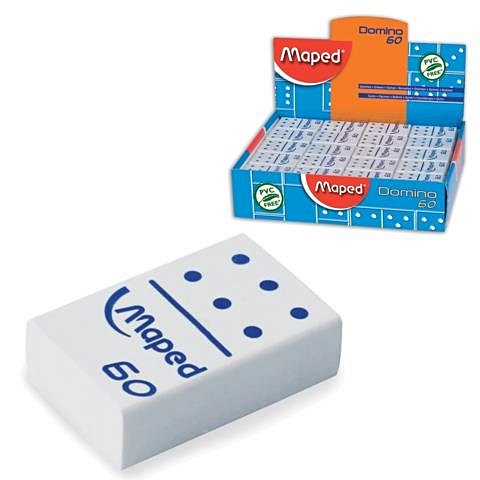 Ластик/Стирательная резинка Maped Domino 60, 28х19х8,8 мм, белая, в виде домино, дисплей,511260 ластик maped domino средний