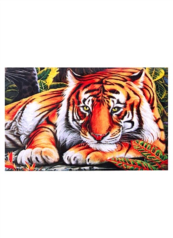 Алмазная мозаика квадратная "Спокойный тигр", 17 х 22 см