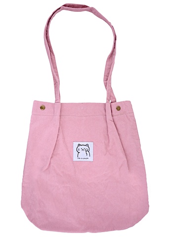 Сумка-шоппер с кнопкой розовая (вельвет) (33х31) сумка шоппер с кнопкой мятная вельвет 33х31