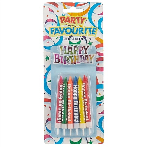 Набор свечей для торта Happy Birthday с табличкой, 12 штук свечи незадуваемые в торт тачки 12 шт