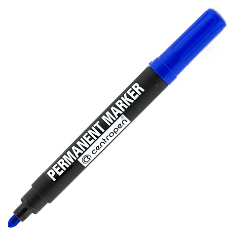 Маркер перманентный синий, 2,5мм, круглый, Centropen маркер перманентный двусторонний centropen 1666 черный круглый скошенный 1 1 4 мм 6 1666 0112 2 шт