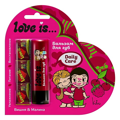 Набор Love is Бальзам для губ Вишня-малина+3 жевательных резинки (блистер) (14х12) (Гк 134/7) бальзам для губ с новым годом аромат миндаля