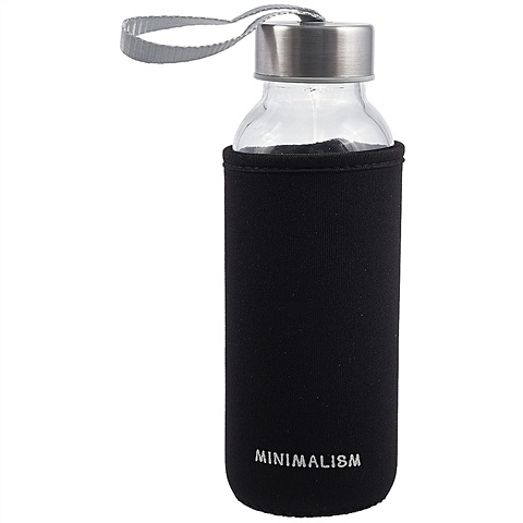 Бутылка в чехле с цветом Minimalism (черная) (300мл) (стекло) бутылка в чехле с цветом спб нерпа с шарфом стекло 300мл