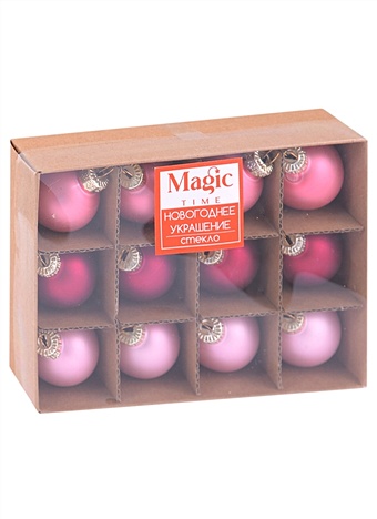 Набор елочных шаров Розовые оттенки (12 шт) (стекло) (3см) елочные игрушки веселый хоровод новогодний набор из пластиковых шаров 8 см 6 шт