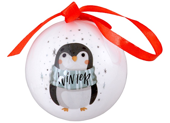 Елочный шар НГ Пингвин (пластик) (7,5 см) (ПВХ Бокс) елочный шар снеговики пластик 7 5 см пвх бокс