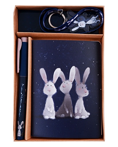 Набор канцелярский (ручка+записная книжка А6) Три кролика «Пух и ухи» темный обложка для паспорта три кролика пух и ухи пвх бокс