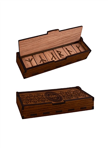 Руны славянские в деревянной шкатулке подарочный набор стопок в черной деревянной шкатулке