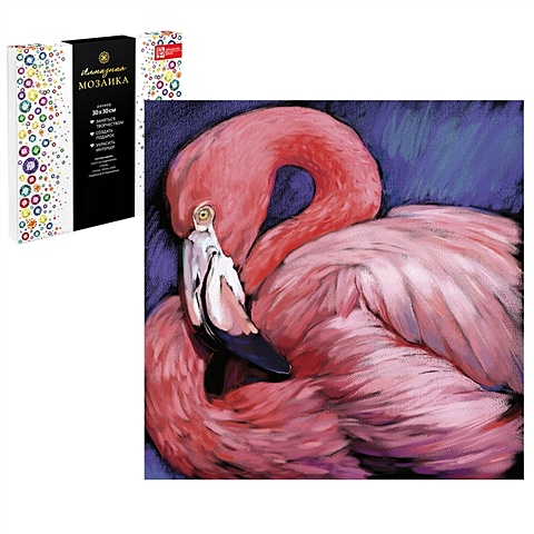 Набор для творчества. Алмазная мозаика на подрамнике Розовый фламинго, 30 х 30 см
