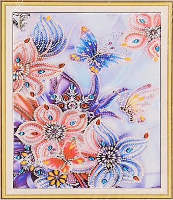 Алмазная мозаика Бабочки и цветы, 30х40 см