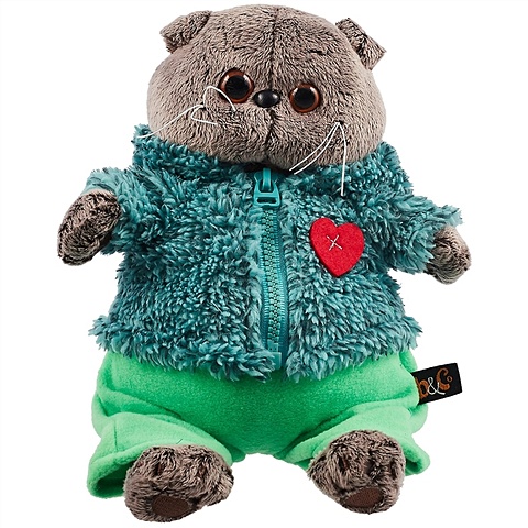 Мягкая игрушка Басик в теплом костюме с сердечком (19 см) мягкая игрушка мишка с голубым сердечком 23 см