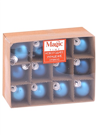 Набор елочных шаров Голубые оттенки (12 шт) (стекло) (3см) елочные игрушки веселый хоровод новогодний набор из пластиковых шаров 8 см 6 шт