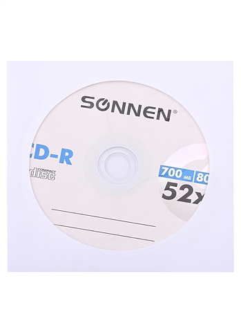 Диск CD-R 700Mb 52x, бум.конверт, 1шт, Sonnen диск cd r mirex 700 mb 48х shrink 100 thermal print 100 500