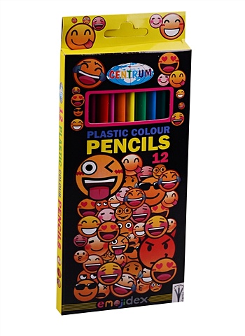 centrum цветные карандаши 12 цветов разноцветный Карандаши цветные 12цв Смайлы трехгранные, пластик, к/к, подвес, Смайлы