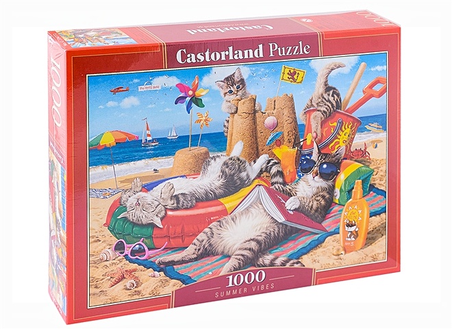 Пазл Кошачий пляж, 1000 деталей пазлы castorland динозавры mini 120 деталей в коробке a 12022 d