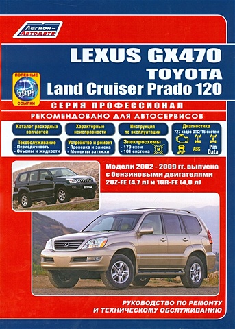 Lexus GX 470. Toyota Land Cruiser Prado 120. Модели 2002-2009 гг. выпуска с бензиновыми двигателями 2UZ-FE (4,7 л.) и 1GR-FE (4,0 л.). Руководство по ремонту и техническому обслуживанию (+ полезные ссылки)