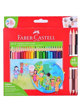 Карандаши цветныеДети мира, 30 цветов, трехгран, заточ., карт. упак., Faber-Castell цена и фото