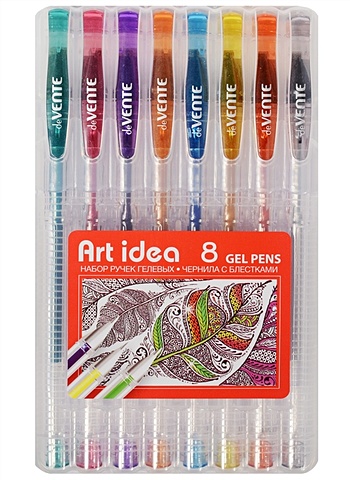 цена Ручки гелевые с глиттером Art idea, 8 цветов