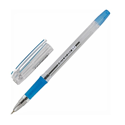Ручка шариковая масляная синяя i-Rite GT SKY с грипом, голубые детали, узел 0,4мм, BRAUBERG цена и фото