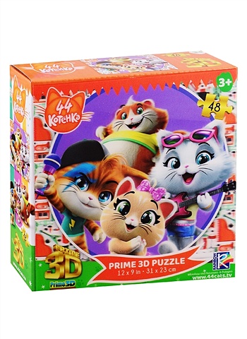 Пазл Super 3D Kids 44 котенка. Сюжет 1. 48 деталей стерео пазл prime 3d 13722 44 котенка сюжет 2