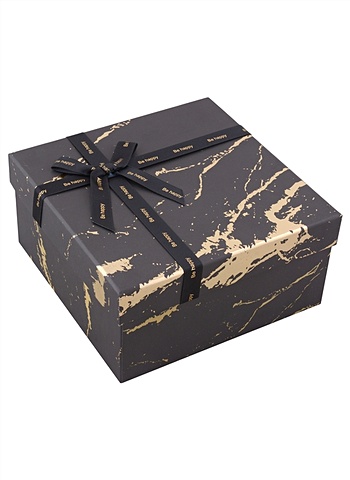 Коробка подарочная Черный мрамор 19*19*9,5см, картон коробка подарочная для тебя 19 19 9 5см картон квадрат