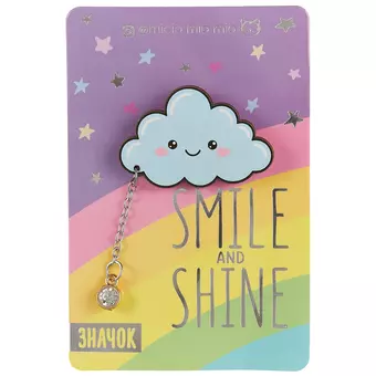 Значок деревянный с дополнительным элементом Smile and Shine