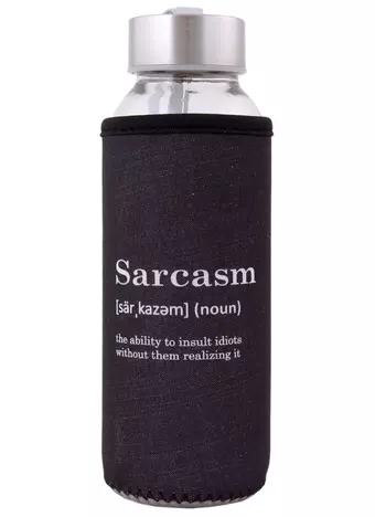 Бутылка в чехле Sarcasm (словарь) (черная) (стекло) (300мл)