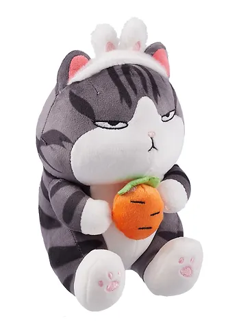 Мягкая игрушка Котик-зайка с морковкой Кигуруми (25см) (12-1040-202405-T16)