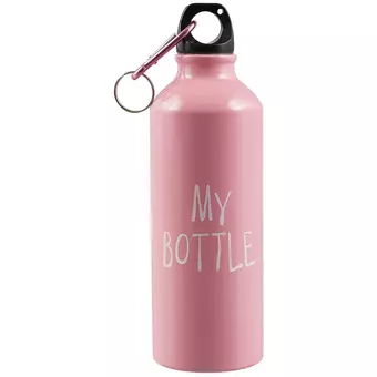 Бутылка с карабином My Bottle (розовая) (металл) (500мл)