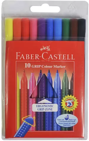 Фломастеры Faber-Castell, Grip, смываемые 10 цветов