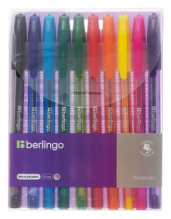 Ручки гелевые 10 цветов Triangle Gel 0, 5мм, Crown