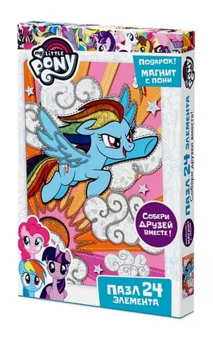 Пазл-мини, Оригами, My little pony Movie. Радуга Дэш 24эл., (130х180),+ фигурка с магнитиком