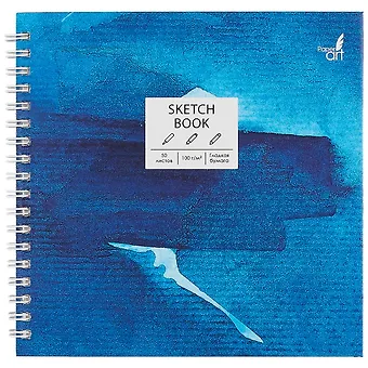 Скетчбук 165*165 50л SKETCHBOOK. Синий стиль белый офсет, нелинованн., 100г/м2, тв.обложка, евроспираль