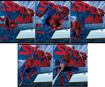 Тетрадь 12л узк.лин. Spider-man выб.УФлак, тиснение фольгой, ассорти, Disney