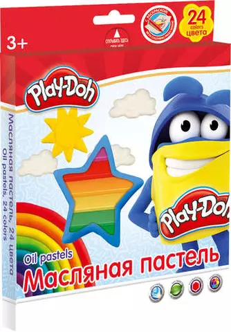 Набор для творчества Play Doh Масляная пастель  24 цв., 2 раскраски