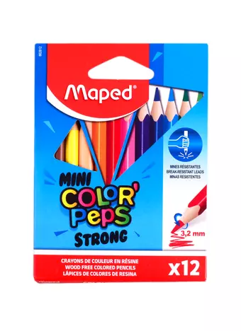 Карандаши цветные Maped, Color Peps mini Strong, короткие 12 цветов