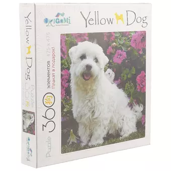 Пазл Оригами, Yellow dog Собаки. Собачка и цветы 360эл., (470х470)+плакат 03468