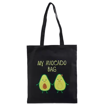 Сумка-шоппер My avocado bag, черная, текстиль, 40см.*32см.