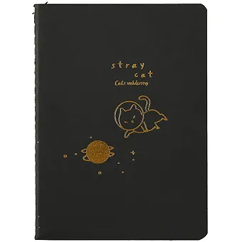 Записная книжка А6 26 листов, Stray Cat, сшивка, черный внутренний блок, в ассортименте