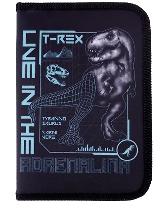Пенал 1отд. T-Rex 20*13см, молния, откидн.планка, инд.уп.