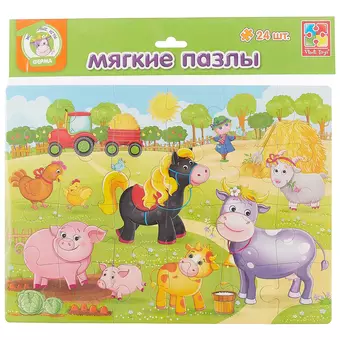 Игрушка,ТМ Vladi Toys Мягкие пазлы А4 Ферма 24эл. VT1102-14