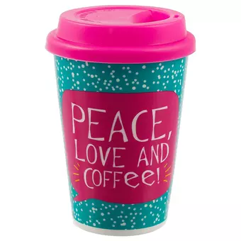 Стакан керамический Peace, Love and Coffee (ПВХ бокс)