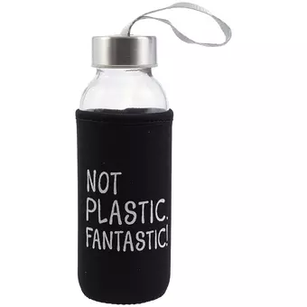 Бутылка в чехле с цветом Not Plastic Fantastic (черная) (300мл) (стекло) (12-07599-268)