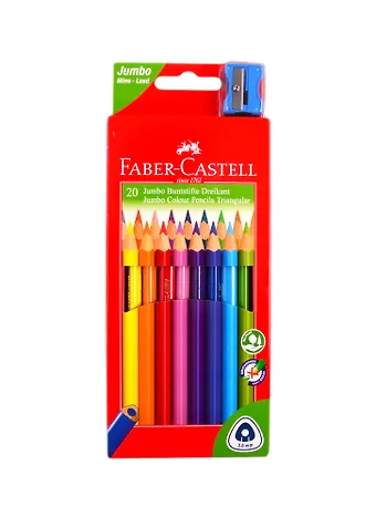 Карандаши цветные Faber-Castell, Jumbo, 20 цветов с точилкой