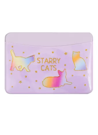 Чехол для карточек горизонтальный Starry cats фиолетовый (котики) (ДКГ2020-43)