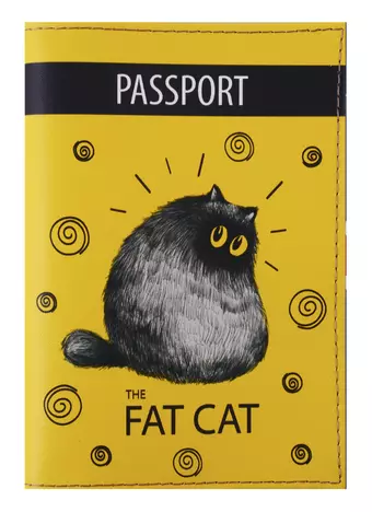 Обложка для паспорта Fat cat (кожа) (ПВХ бокс) (ОК2019-20)