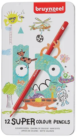 Карандаши цветные 12цв Kids Super Colour металл.кор., Bruynzeel